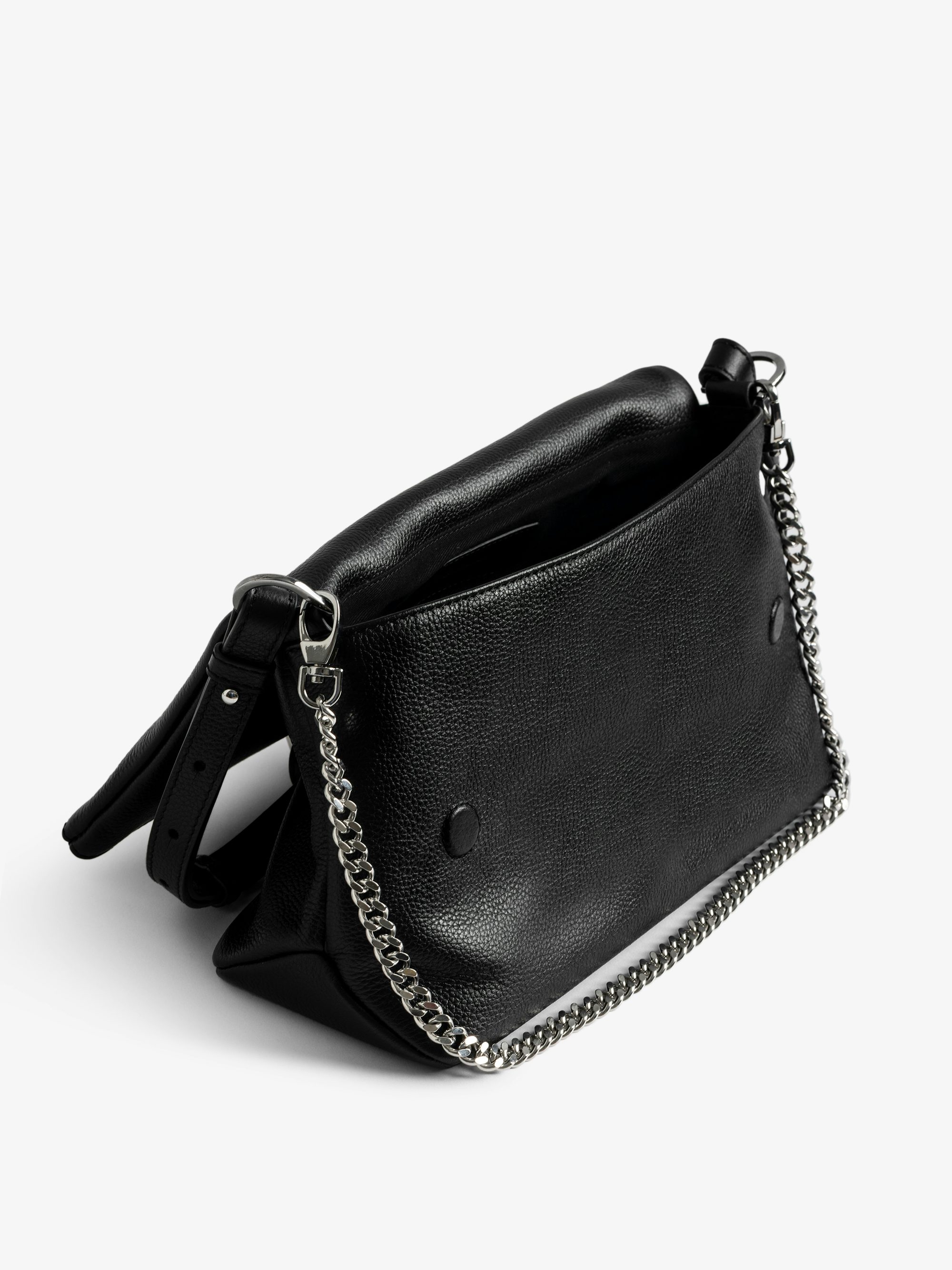 Rocky II Bag - Grained leather shoulder bag with chain and signature wings.